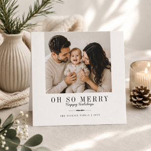 Oh So Merry Classic Family Christmas Photo Holiday Card