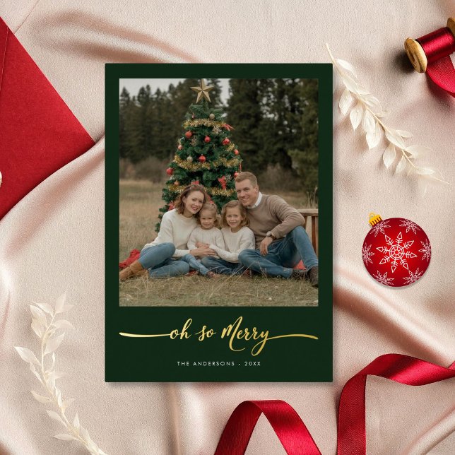 Oh So Merry Family Photo Green Christmas Gold (Creator Uploaded)