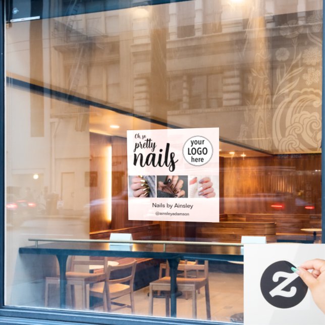 Oh So Pretty Nail Artist Script Logo Photo Pink (Cafe Window)