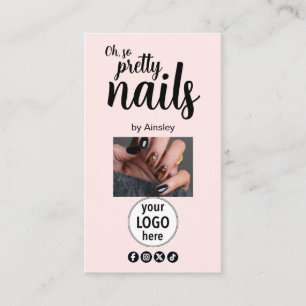 Oh So Pretty Nails Pink Logo QR Code Social Business Card