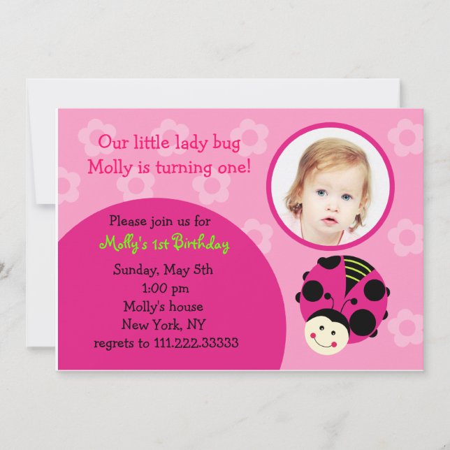 Oh So Sweet Ladybug Birthday Party Invitations (Front)