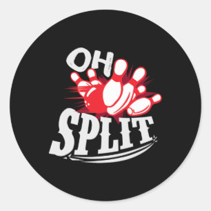 Oh Split! Funny Bowling League Classic Round Sticker