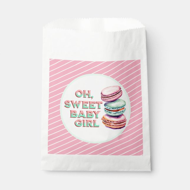 Oh Sweet Baby Girl Macaron Themed Baby Shower Favour Bags (Front)