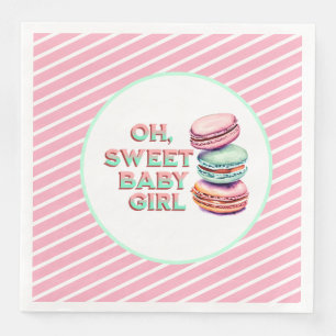 Oh Sweet Baby Girl Macaron Themed Baby Shower Napkin