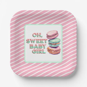Oh Sweet Baby Girl Macaron Themed Baby Shower Paper Plate