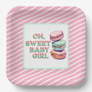 Oh Sweet Baby Girl Macaron Themed Baby Shower Paper Plate