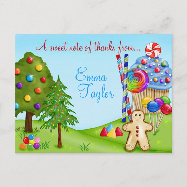 Oh Sweet Candy Land Cupcakes and Lollipops Postcard (Front)