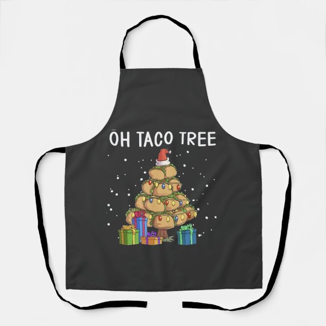 Oh Taco Tree Funny Mexican Food Ugly Christmas  Apron (Front)