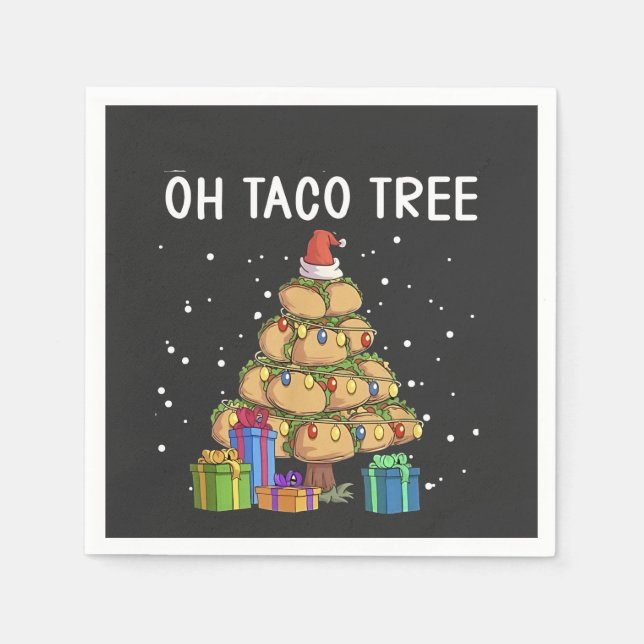 Oh Taco Tree Funny Mexican Food Ugly Christmas  Napkin (Front)