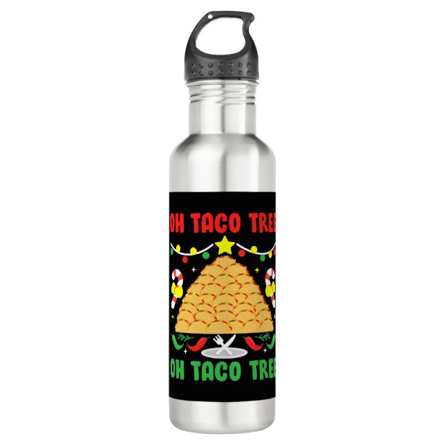Oh Taco Tree Mexican Food Taco Lover Christmas 710 Ml Water Bottle (Front)