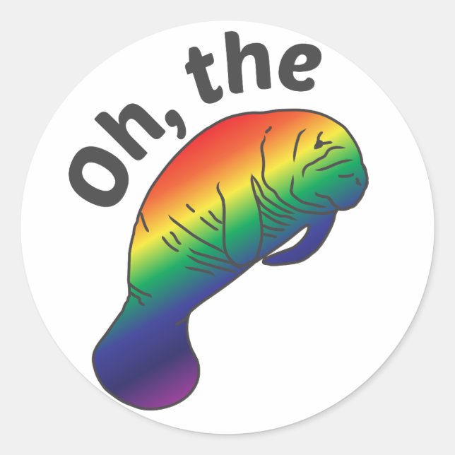 Oh the Hue Manatee Round Sticker (Front)