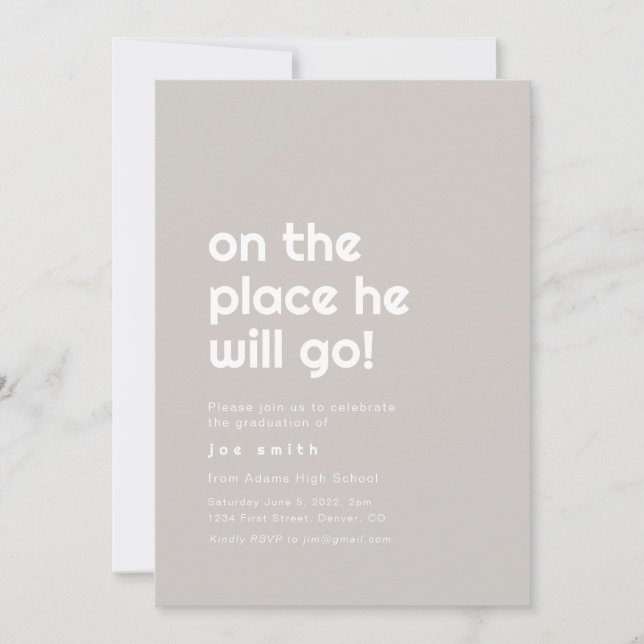 Oh The Places He Will Go Grad Party Invitation (Front)