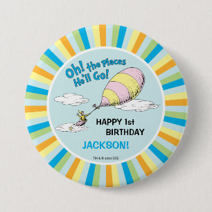 Oh, The Places He'll Go! - First Birthday 7.5 Cm Round Badge