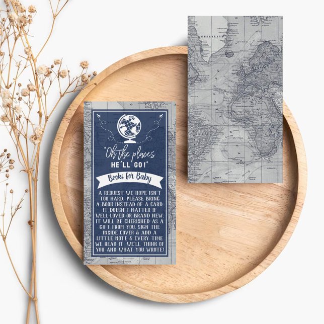 "Oh The Places He'll Go!" Travel Map Baby Shower Enclosure Card (Creator Uploaded)