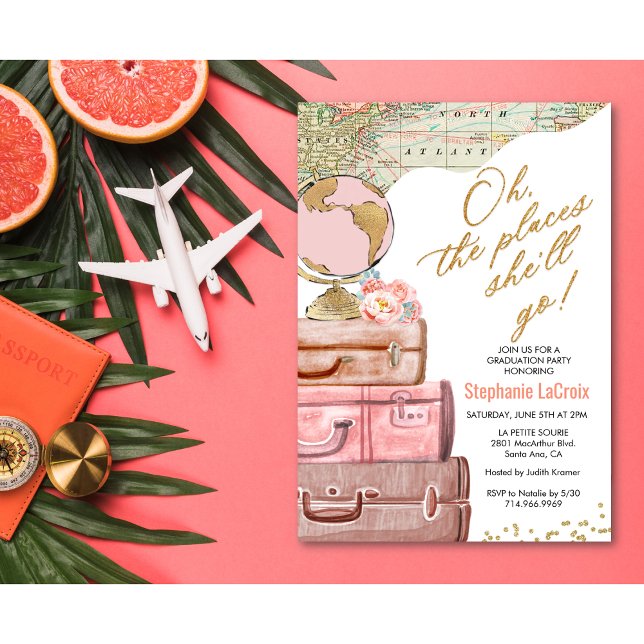 Oh the Places She'll Go Graduation Going Away Invitation (Creator Uploaded)