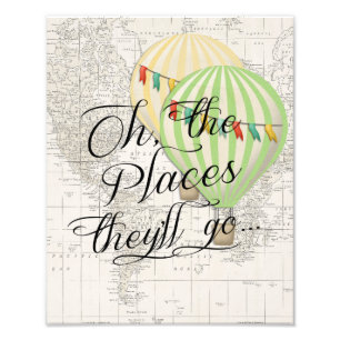 Oh the Places They'll Go Twin Baby Shower Photo Pr Print