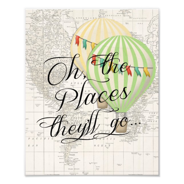Oh the Places They'll Go Twin Baby Shower Photo Pr Print (Front)