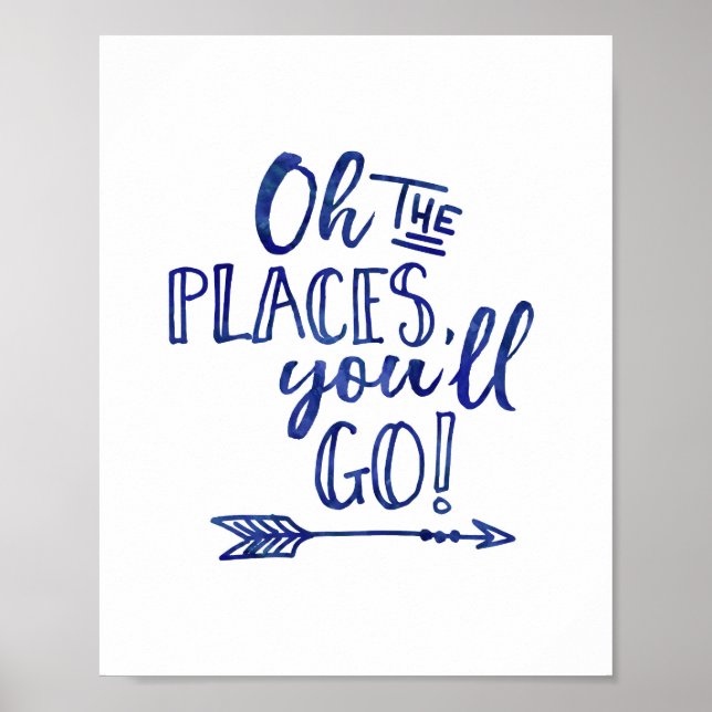 Oh the places you'll go blue kids print poster (Front)