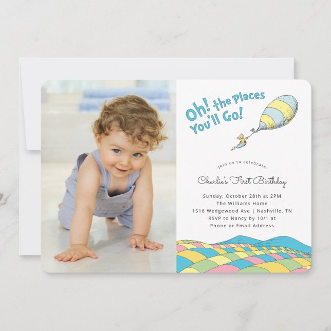 Oh! the Places You'll Go! | Boy Birthday - Photo Invitation (Front)