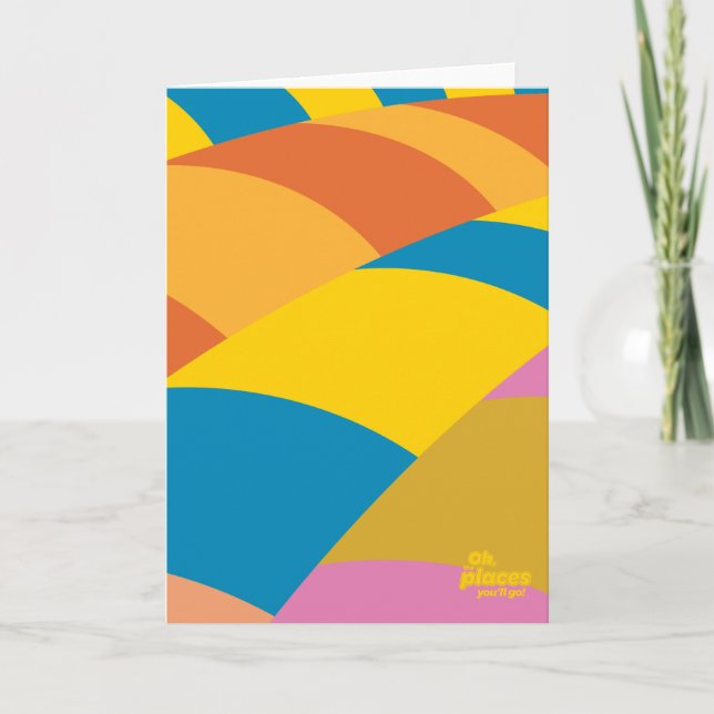 Oh, The Places You'll Go! Colourful Balloon Stripe Card (Front)