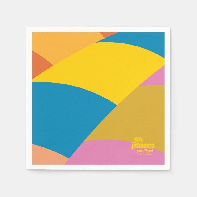 Oh, The Places You'll Go! Colourful Balloon Stripe Napkin (Front)