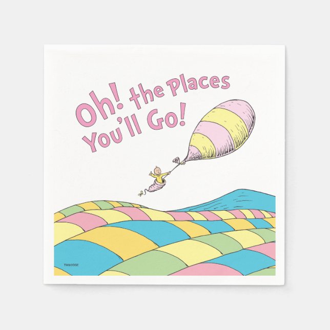 Oh! The Places You'll Go! Girl Birthday Napkin (Front)