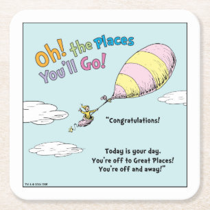 Oh, The Places You'll Go! Graduation Square Paper Coaster