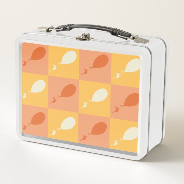 Oh, the Places You'll Go | Orange Block Pattern Metal Lunch Box (Front)