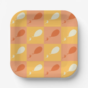 Oh, the Places You'll Go   Orange Block Pattern Paper Plate
