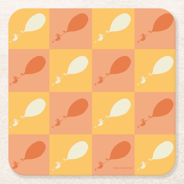 Oh, the Places You'll Go | Orange Block Pattern Square Paper Coaster (Front)