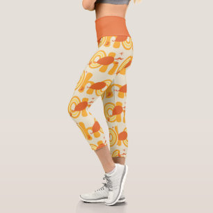 Oh, the Places You'll Go   Orange Text Pattern Capri Leggings