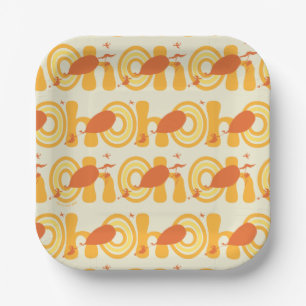 Oh, the Places You'll Go   Orange Text Pattern Paper Plate