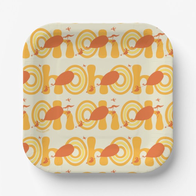 Oh, the Places You'll Go | Orange Text Pattern Paper Plate (Front)