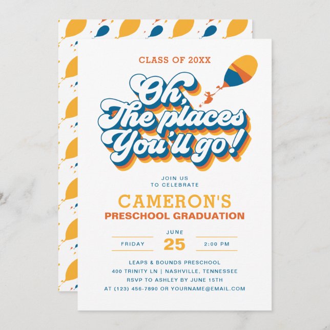 Oh, The Places You'll Go! Retro Graduation Invitation (Front/Back)