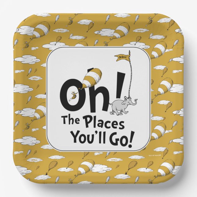 Oh! The Places You'll Go! Retro Graduation Paper Plate (Front)