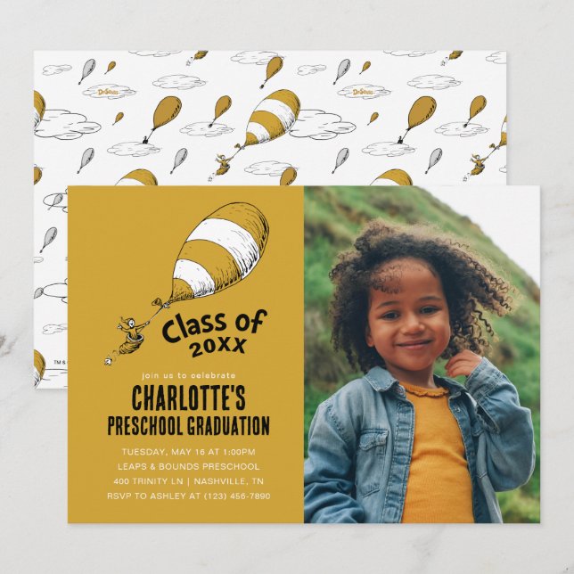 Oh, The Places You'll Go! Retro Graduation Photo Invitation (Front/Back)