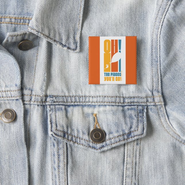 Oh, The Places You'll Go! Tall Retro Typography 15 Cm Square Badge (In Situ)