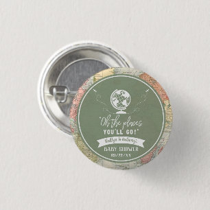 "Oh The Places You'll Go!" Travel Map Baby Shower 3 Cm Round Badge