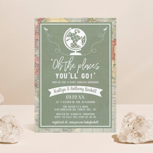 "Oh The Places You'll Go!" Travel Map Baby Shower Invitation (Creator Uploaded)
