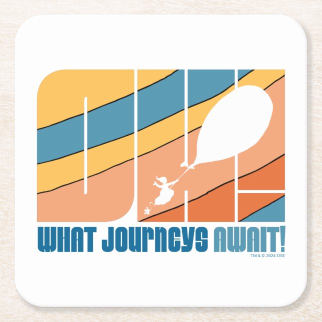 Oh, The Places You'll Go! "What Journeys Await" Square Paper Coaster (Front)