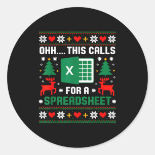 Oh This Calls For A Spreadsheet Christmas Santa Ex Classic Round Sticker