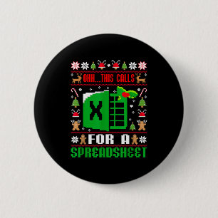 Oh This Calls For A Spreadsheet Christmas Sweater  6 Cm Round Badge