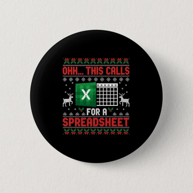Oh This Calls For A Spreadsheet Christmas Sweater  6 Cm Round Badge (Front)