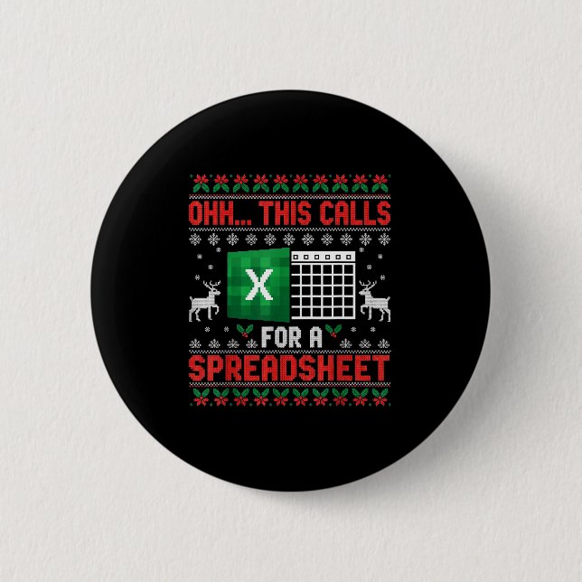 Oh This Calls For A Spreadsheet Christmas Sweater  6 Cm Round Badge (Front)