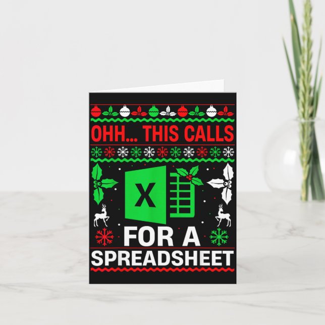 Oh This Calls For A Spreadsheet Christmas Sweater  Card (Front)