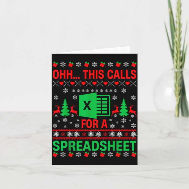 Oh This Calls For A Spreadsheet Christmas Sweater  Card (Front)