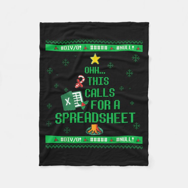 Oh This Calls For A Spreadsheet Christmas Sweater  Fleece Blanket (Front)