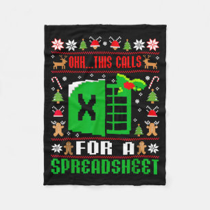 Oh This Calls For A Spreadsheet Christmas Sweater  Fleece Blanket