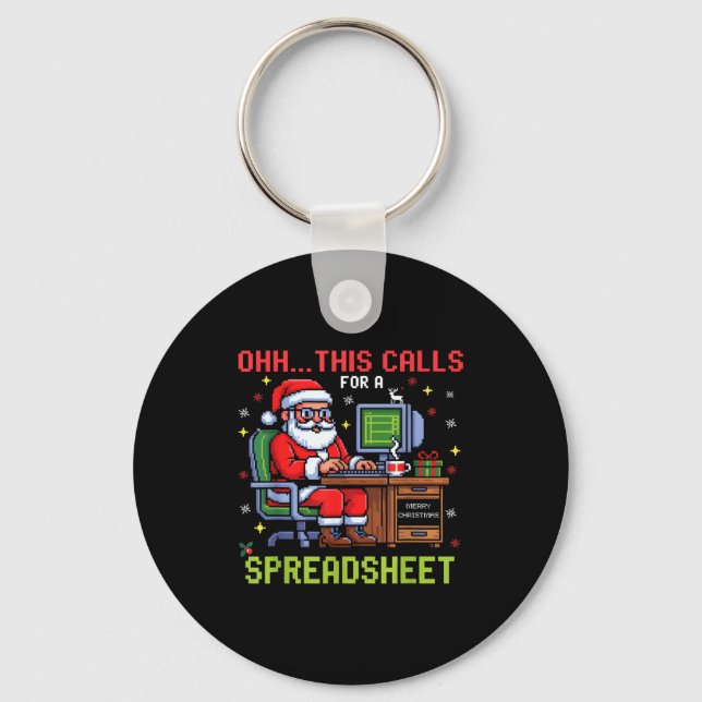 Oh This Calls For A Spreadsheet Christmas Sweater  Key Ring (Front)