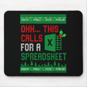 Oh This Calls For A Spreadsheet Christmas Sweater Mouse Pad